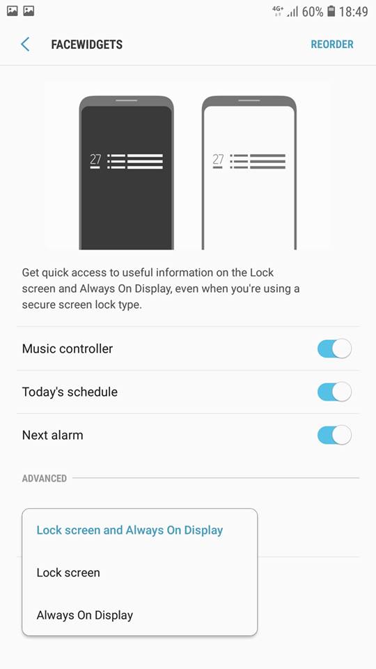 Screenshots from Samsung Oreo