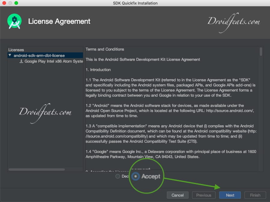 Android Studio license agreement Android Studio license agreement